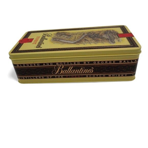 Ballantines Scotch Whisky Hinged Tin Box 750ml Storage Container Vintage - Picture 7 of 11